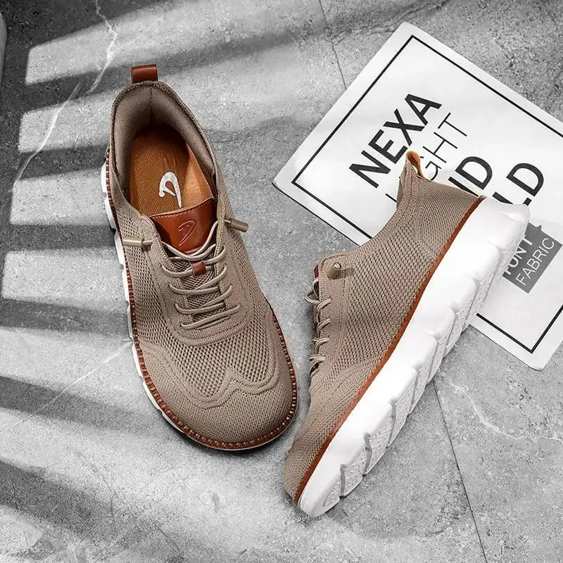 Men's Breathable Knit Wide‑Toe Casual Shoes Lightweight Comfortable Walking Hiking Sneakers Non‑Slip Soft Sole Fashion Dress S