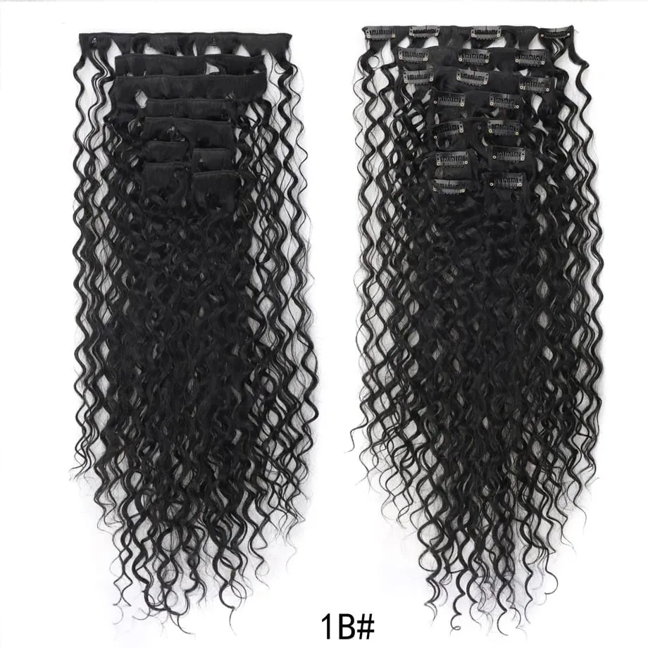 9pcs Clip in Hair Extensions 22 Inch Curly Wavy Hair Extension Loose Long Soft Synthetic Hairpieces for Women Daily Hairstyle