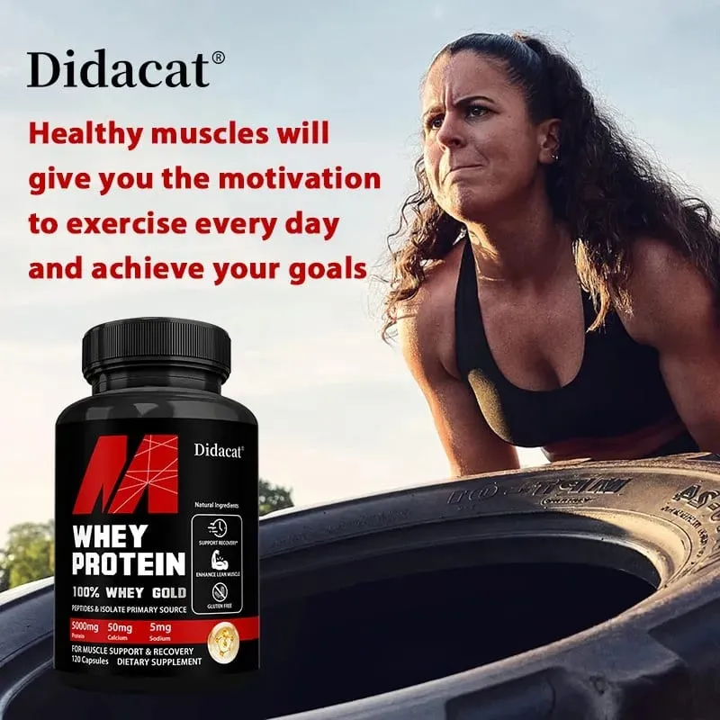 Didacat Whey Protein Concentrate with 5000mg Protein Gluten Free & Non-GMO Boost Immunity and Support Post-exercise Recovery — image 6