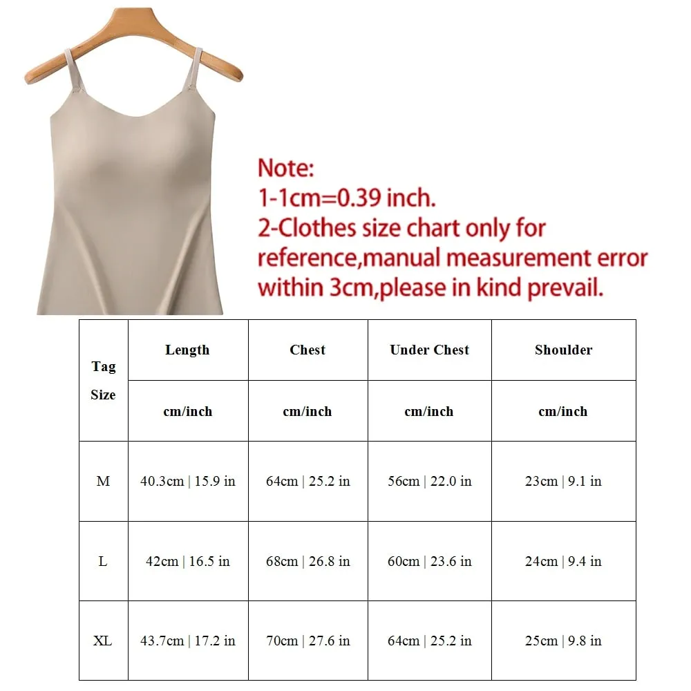 M-XL Summer Ice Silk Camisole Top With Build-in Bra Women Plus Size Long-Length Tank Tops One-Piece Slimming Tanks Bra Underwear