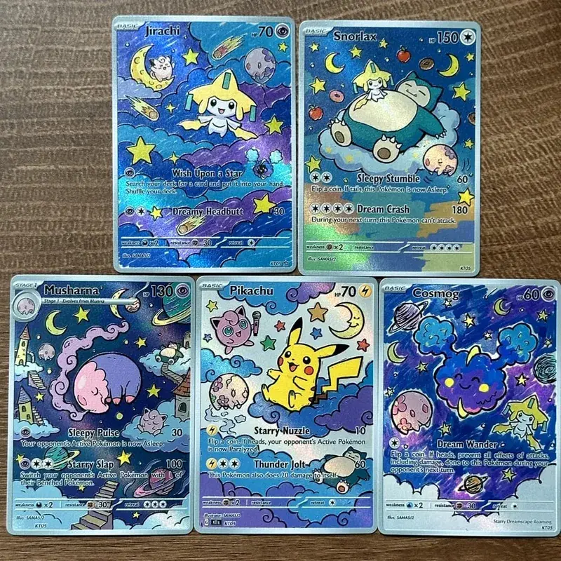 Pokemon PTCG Cards Jirachi Snorlax Cosmog Musharna Starry Dreamscape Roaming Style Collection Cards 5Pcs Pokemoncards Gift