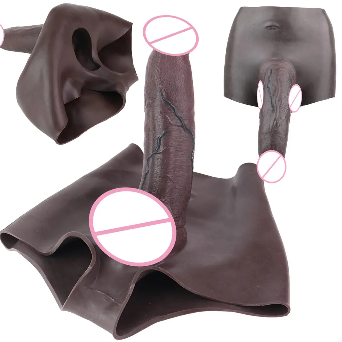 Black Realistic Penis Sleeve Pants Silicone High Waist Male Strap-On Dick Extender Delay Ejaculation Couple's Sex Tools — image 1