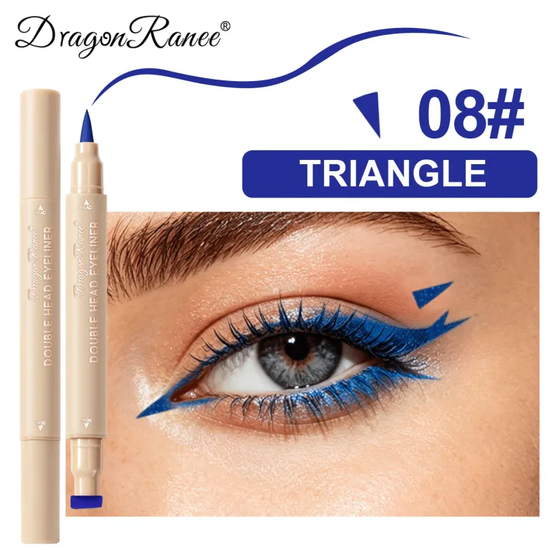 Eyeliner 2 w 1 z podwójną końcówką szybkoschnący wodoodporny i odporny na pot niełatwy do rozmazania kolorowy eyeliner do makijażu oczu