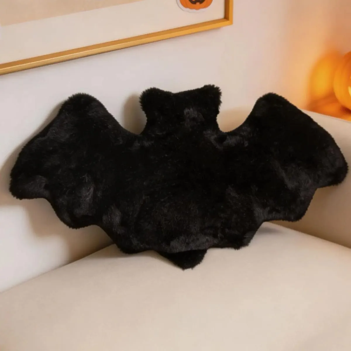 Halloween Bat Shaped Throw Pillow Cute Spooky Gothic Plush Cushion for Sofa Bed Car Living Room Dormitory Decor Gift