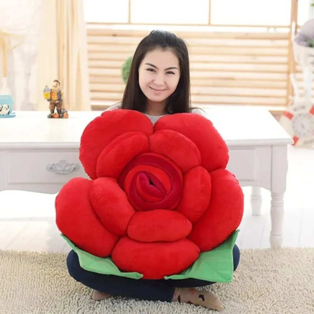 New Large Rose Shaped Pillow Simulated Plush Sofa Flower Cushion Colorful Car Interior Cushion Home Decor — image 8