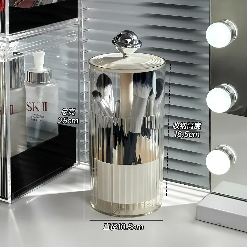 Automatic Lifting Makeup Brush Holder Dust Proof Cosmetic Organizer Luxury Desktop Storage Container Makeup Brushes Pens Holder — image 9