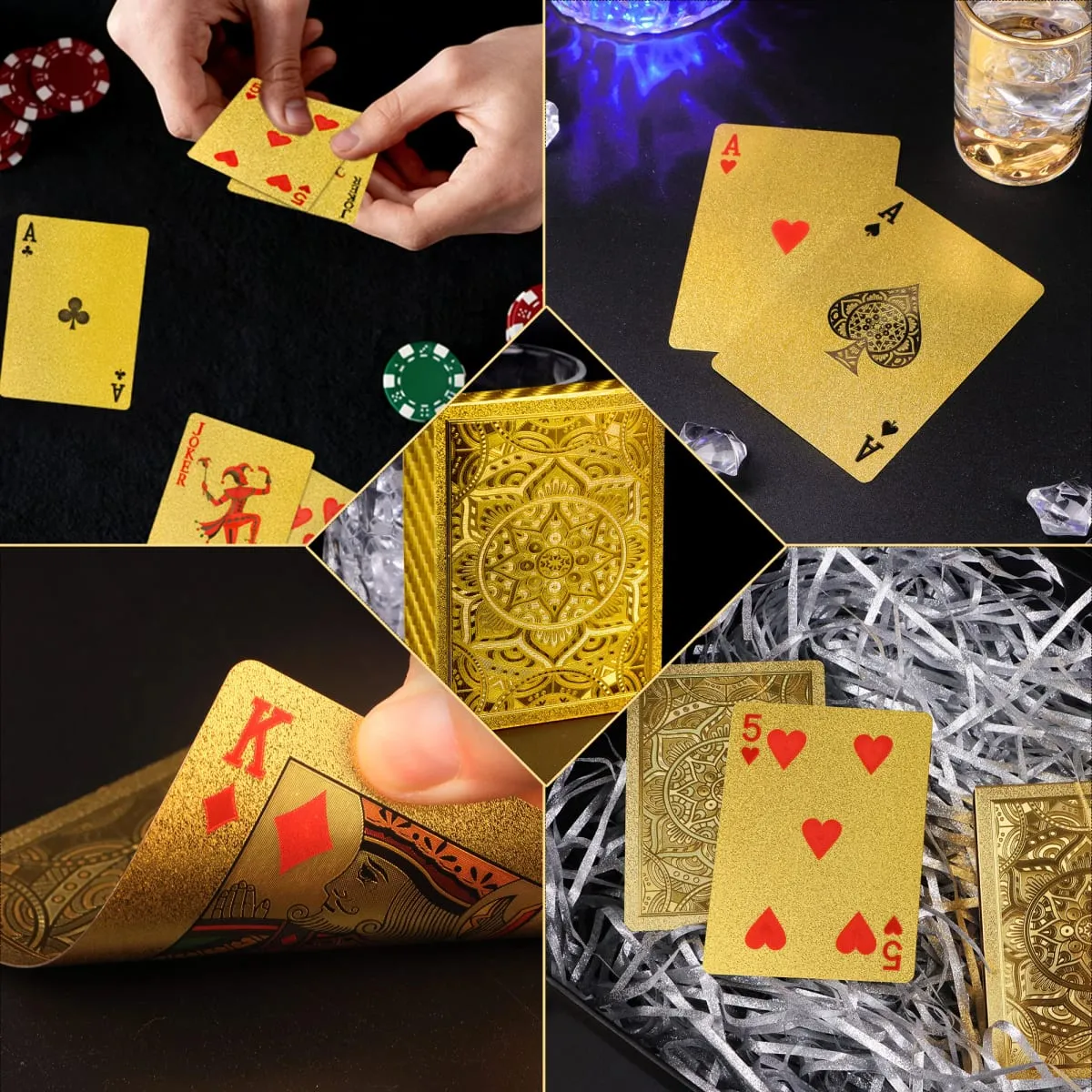 Gold Size Playing Cards | 1/2/4 Pack Plastic Waterproof Poker Set | Professional Board Games | Adult Game Gift for Holidays Vac — image 5