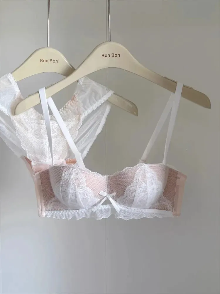 Ensemble de soutien-gorge demi-tasse en dentelle française, Push Up sans fil, petite poitrine, améliore le levage, Anti-affaissement, confort, ensemble de Lingerie Sexy pour femmes — image 4
