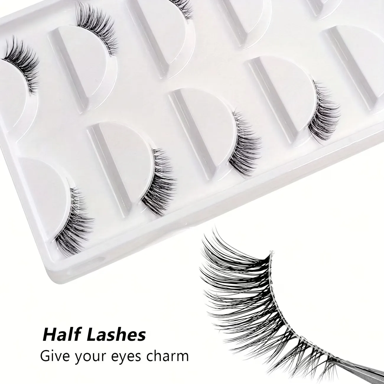 5 Pairs of Strip Half Lashes – Cat-Eye Effect Natural Curl 6-9-12mm Lengths Noticeable Yet Natural Look Enhances Eye Beauty — image 2