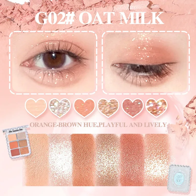 Gogotales Gemstone 6 Color Eye Shadow Matte Earth Pearlescent Daily Orange Brown Dream Crystal — image 6