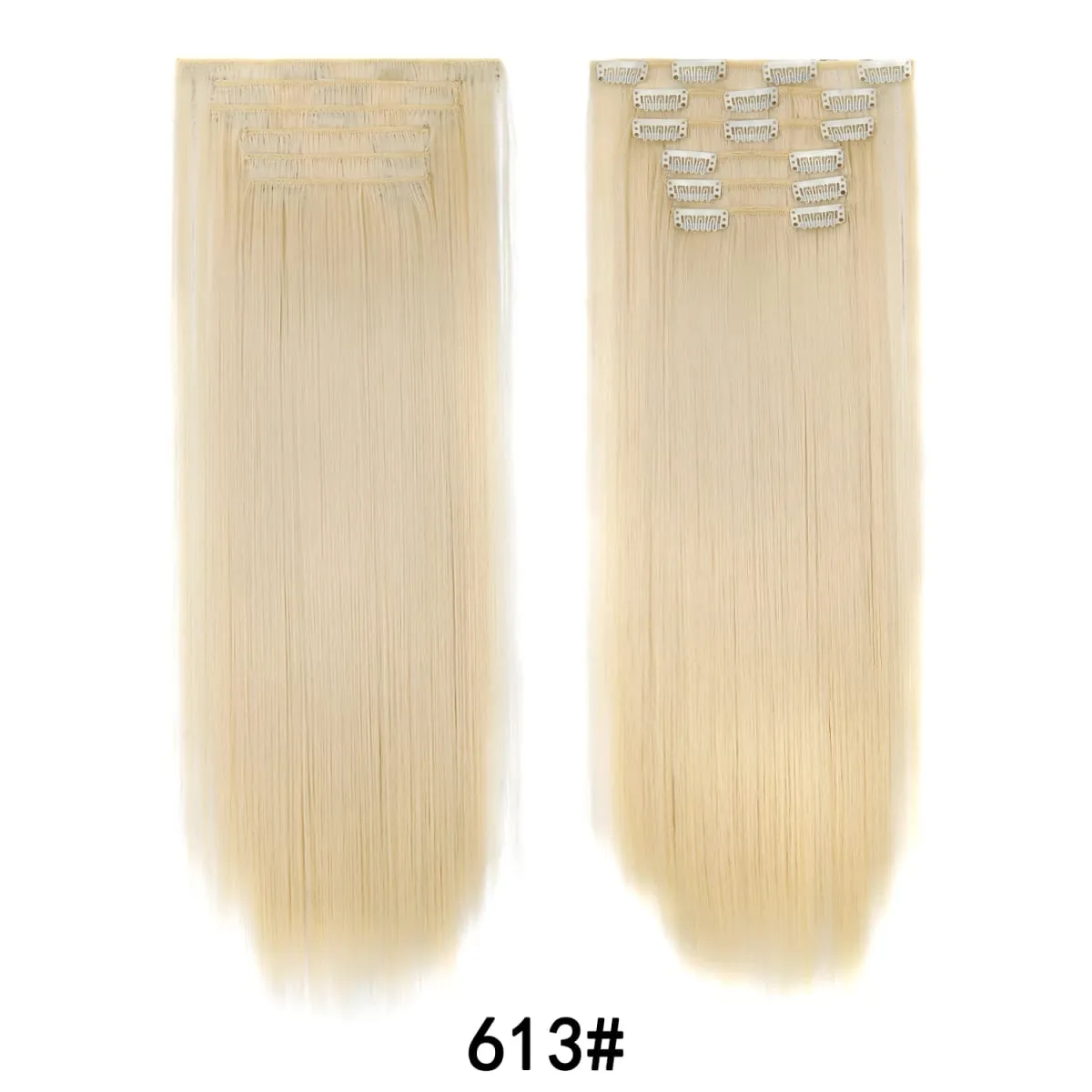 Jeedou Jeedou 6Pcs Clip In Straight Hair Extensions 60cm Long Synthetic Hair Pieces With 16 Clips Heat Resistant Hair For Women