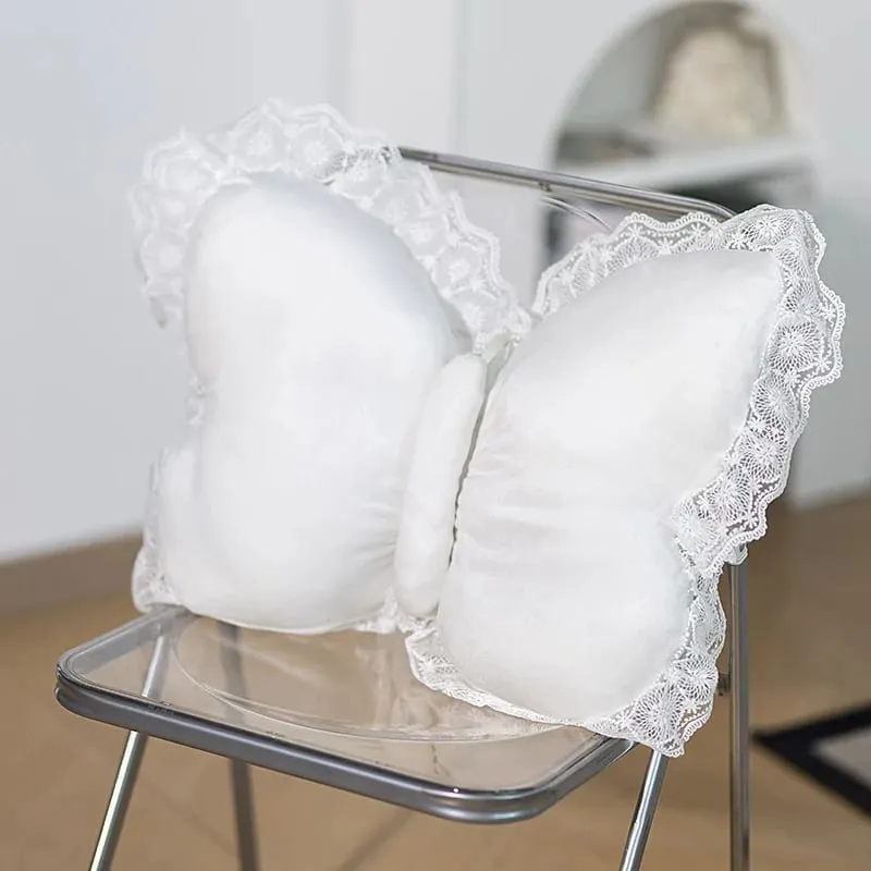 Butterfly Lace Pillow Butterfly Shaped Decorative Pillow For Sofa Couch Bed Plush Velvet Lumbar Support Cushion For Office Chair — image 5