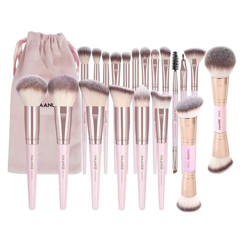 20pcs Professional Makeup Brush Set with Storage Bag Foundation Brush Powder Brush Eyeshadow Brush Basic Makeup Brushes