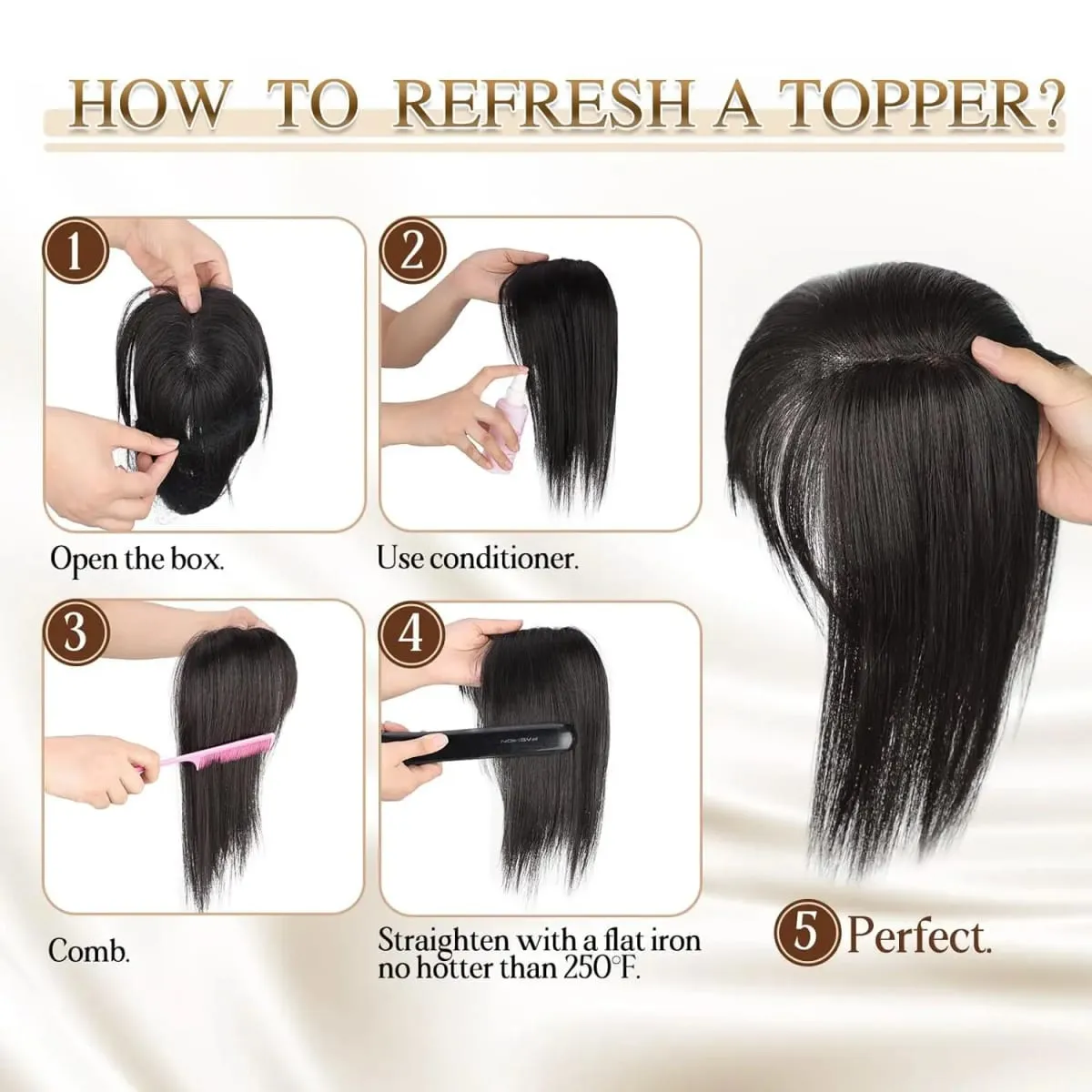 Synthetic Striaght Hair Toppers with Bangs for Women Natural Hairpieces Adding Hair Volume Topper Hair Extensions 18''/10'' — image 6