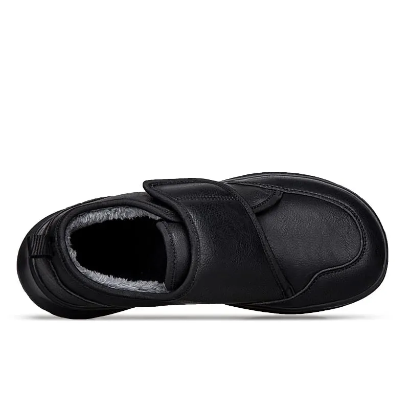 Winter Fur-lined Wide Toe Box Diabetic Shoes for Unisex Soft Leather Sneakers Adjustable Open Orthopedic Shoes for Swollen Foot — image 4
