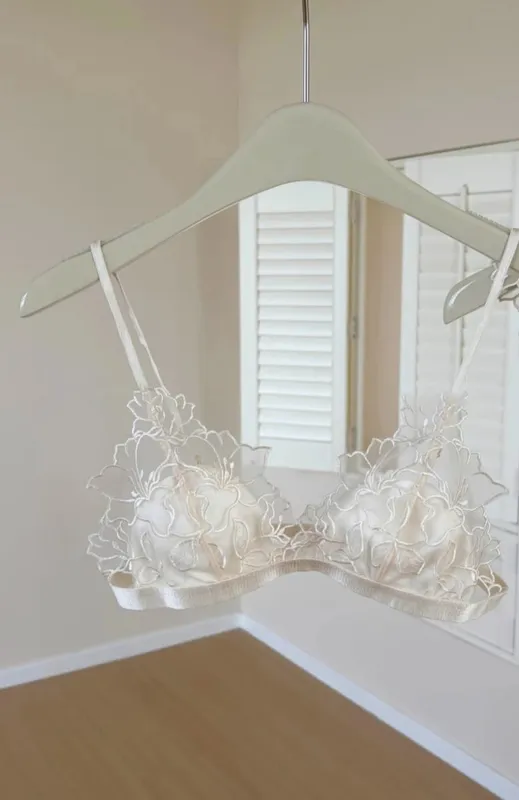  Elegant French Lace Bralette Wireless Triangle Cup No Underwire Thin Straps Small Bust Women Comfort Lingerie Set BANERDANNI — image 10