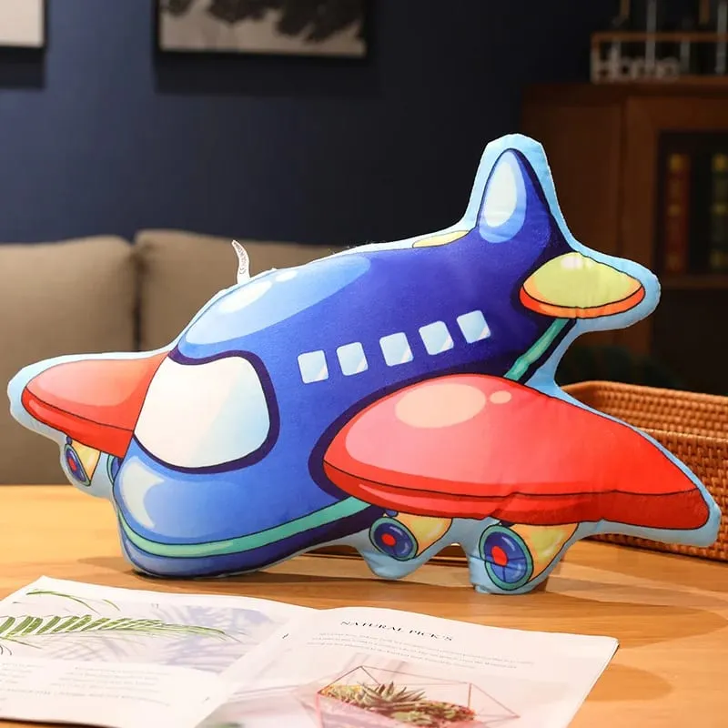 Transportation Vehicle Plush Pillow Recreational Vehicle Excavator Ambulance Airplane Motorbike Taxi Fire Truck Cushion Decor — image 11