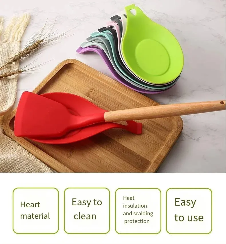 Silicone Spoon Rest Spatula Holder Heat Resistant Utensil Placemat Tray Kitchen Tools