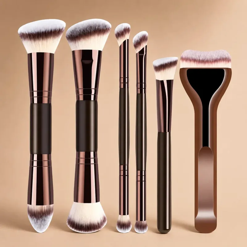 12-Piece Makeup Brush Set With 6 Flat and Round Brushes and 6 Sponges for Foundation Powder Blush and Eyeshadow — image 7