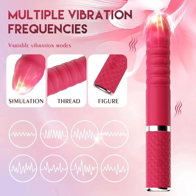 Penggetar Tujahan G Spot Penggetar Kelentit Kalis Air & Boleh Dicas semula Realistik Silikon Dildo Vibrator Rose Mainan Seks untuk Wanita — image 3