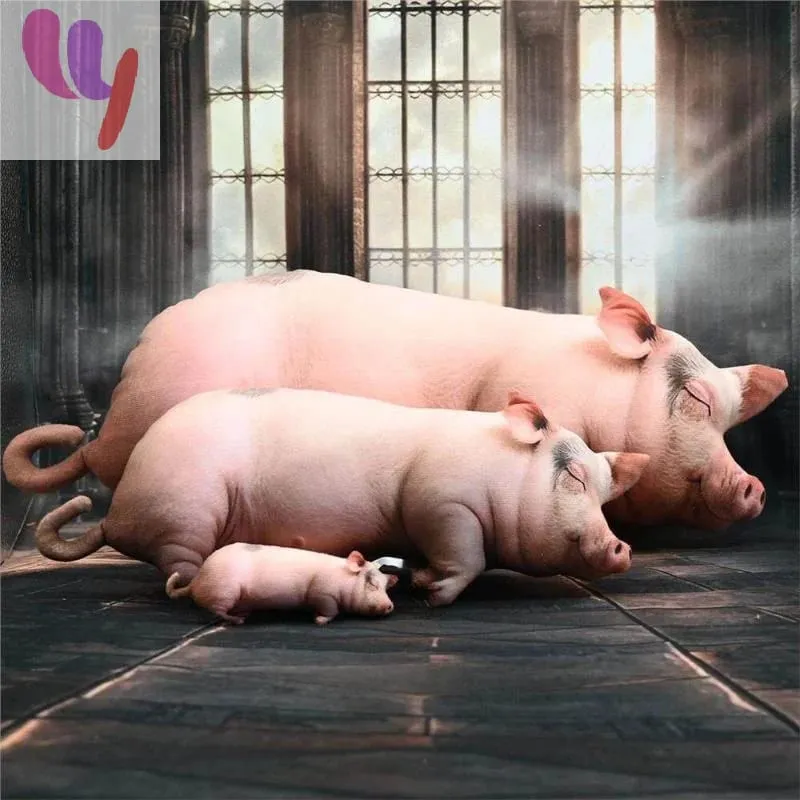 Hot Sale Realistic Sleeping Pig Plush Toy Stuffed Doll Soft Fluffy Animal Pillow Decor Gift For Home Bedroom
