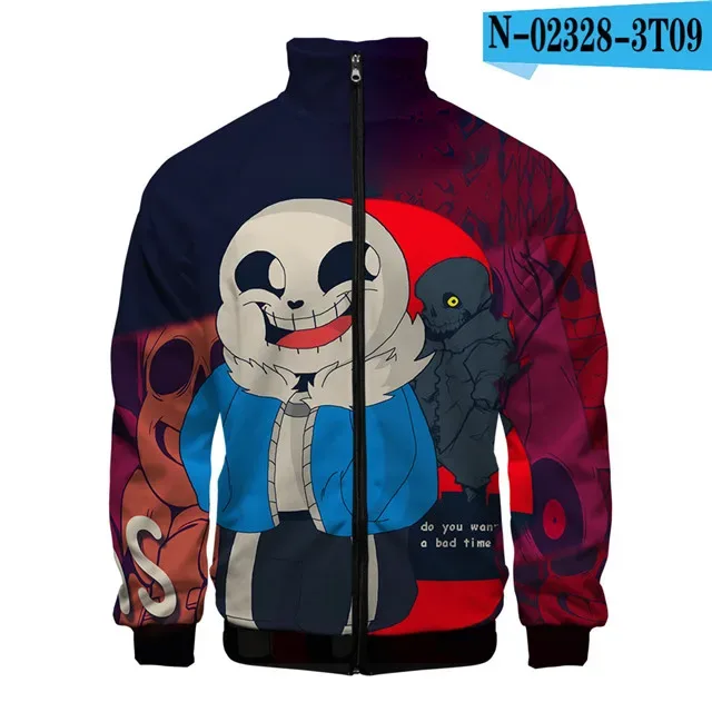 Luxury Popular Sans Undertale 3D Print Zipper Raglan Jacket Windbreaker Boys/Girls Comfortable Stand Collar Jackets Coats — image 31
