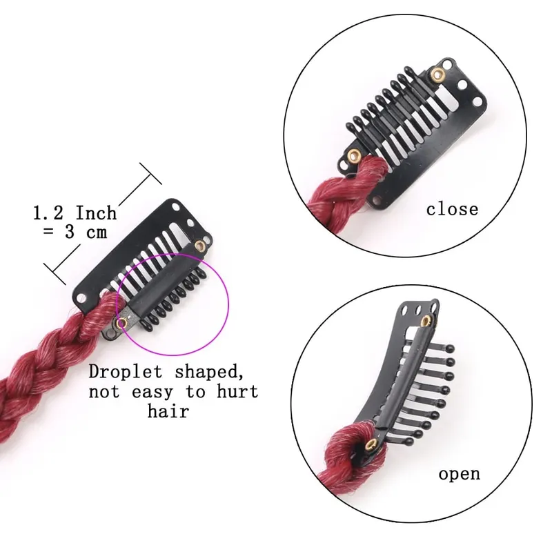 Estensioni clip-in sintetiche da 5 pezzi / lotto per le donne Coda di cavallo Arcobaleno Estensione dei capelli treccia 22 '' Ombre Parrucchino Treccia con clip — image 8