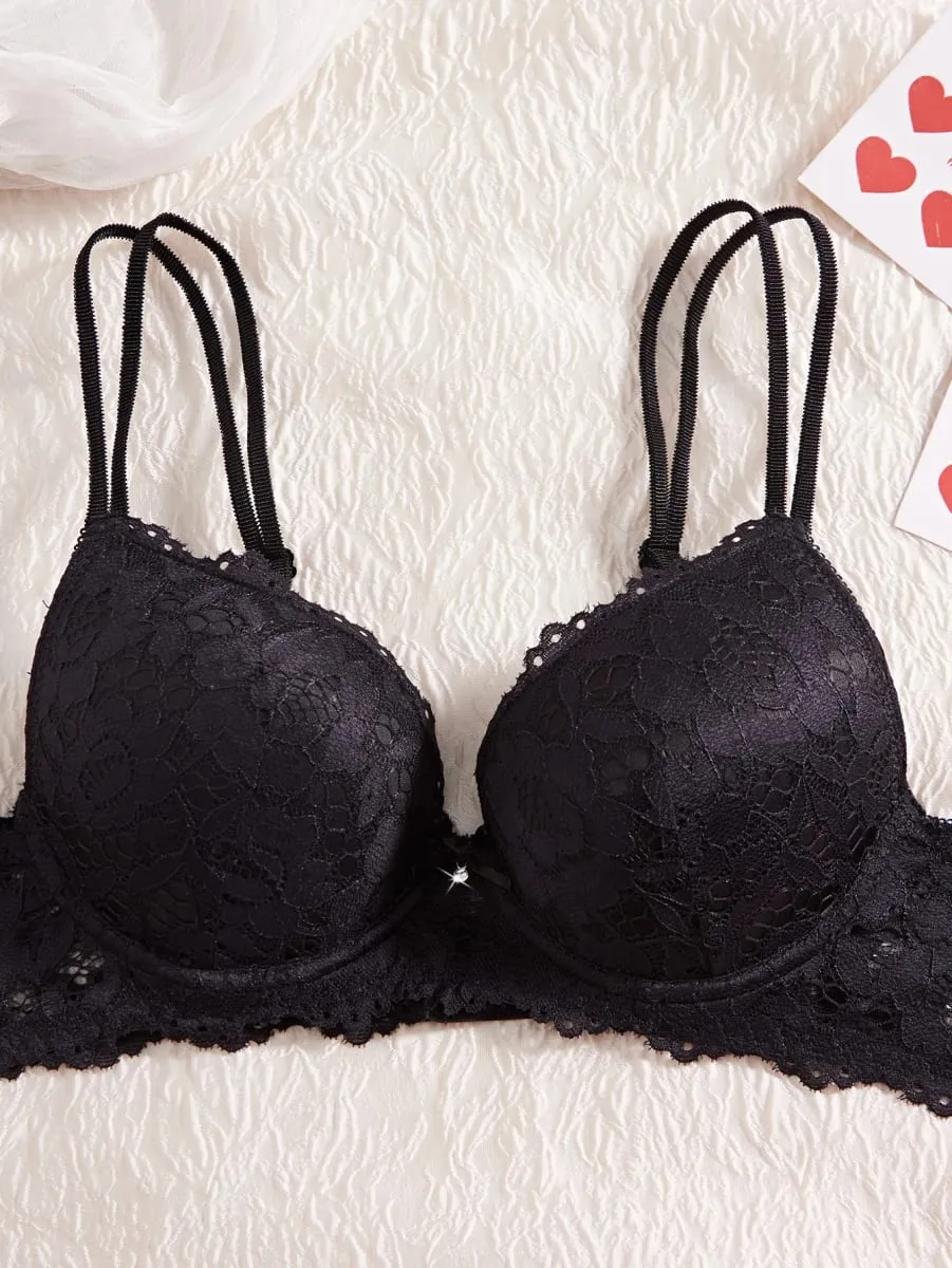 Single of Women's Underwear Set Sexy Floral Lace Push Up Bra Romantic Sheer Panties Comfort Lingerie Set — image 3