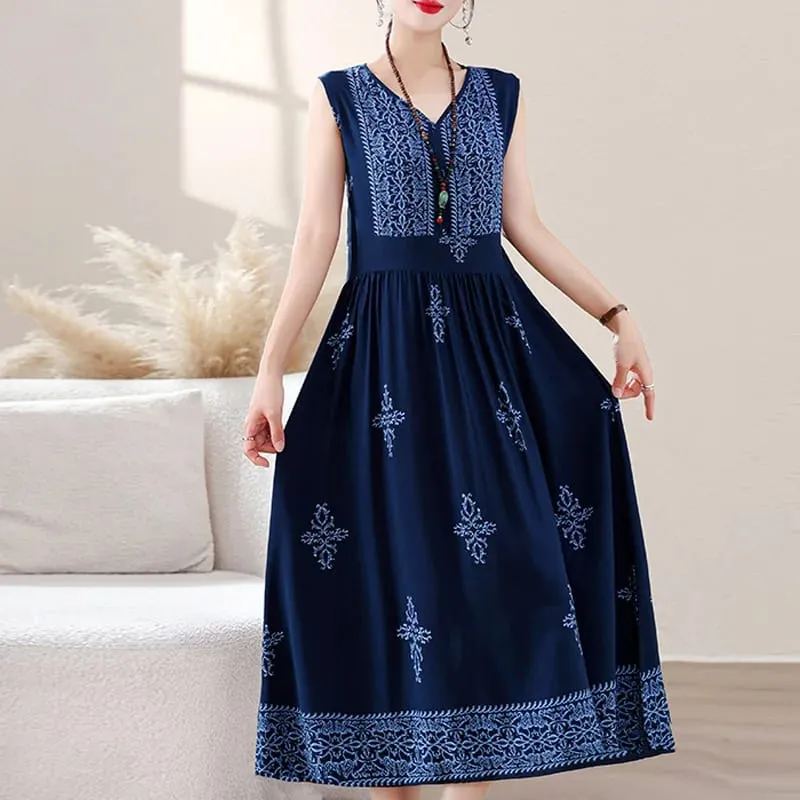New Fashion 2026 Casual Summer Clothes Dresses For Women Vintage Dress V-neck Fashion Plus Size Women Clothing — image 8