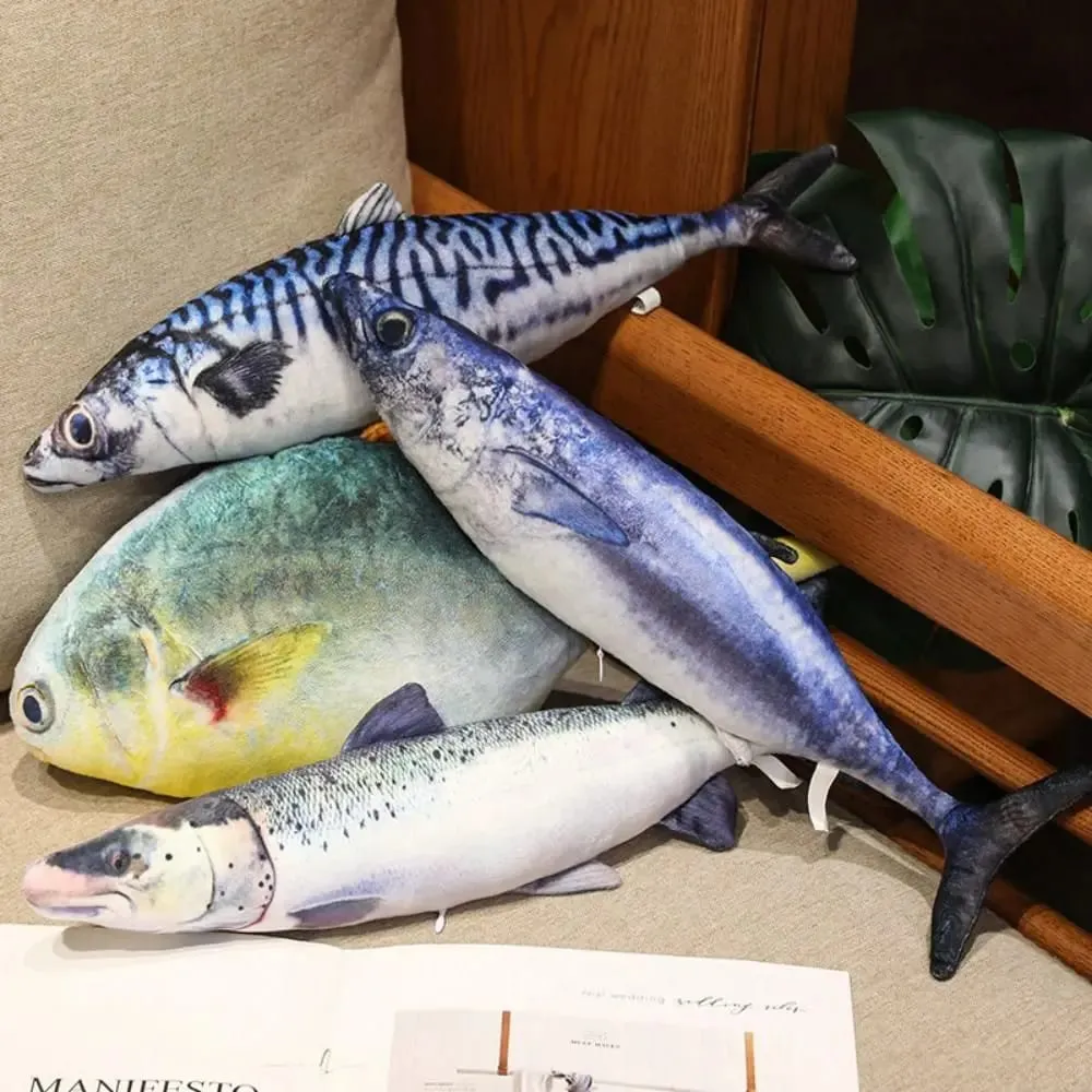 PP Cotton Simulation Sea Fish Stuffed Soft Sea Fish Stuffed Saury Salmon Fish Sleeping Pillow Girls Chrismas Gift — image 3
