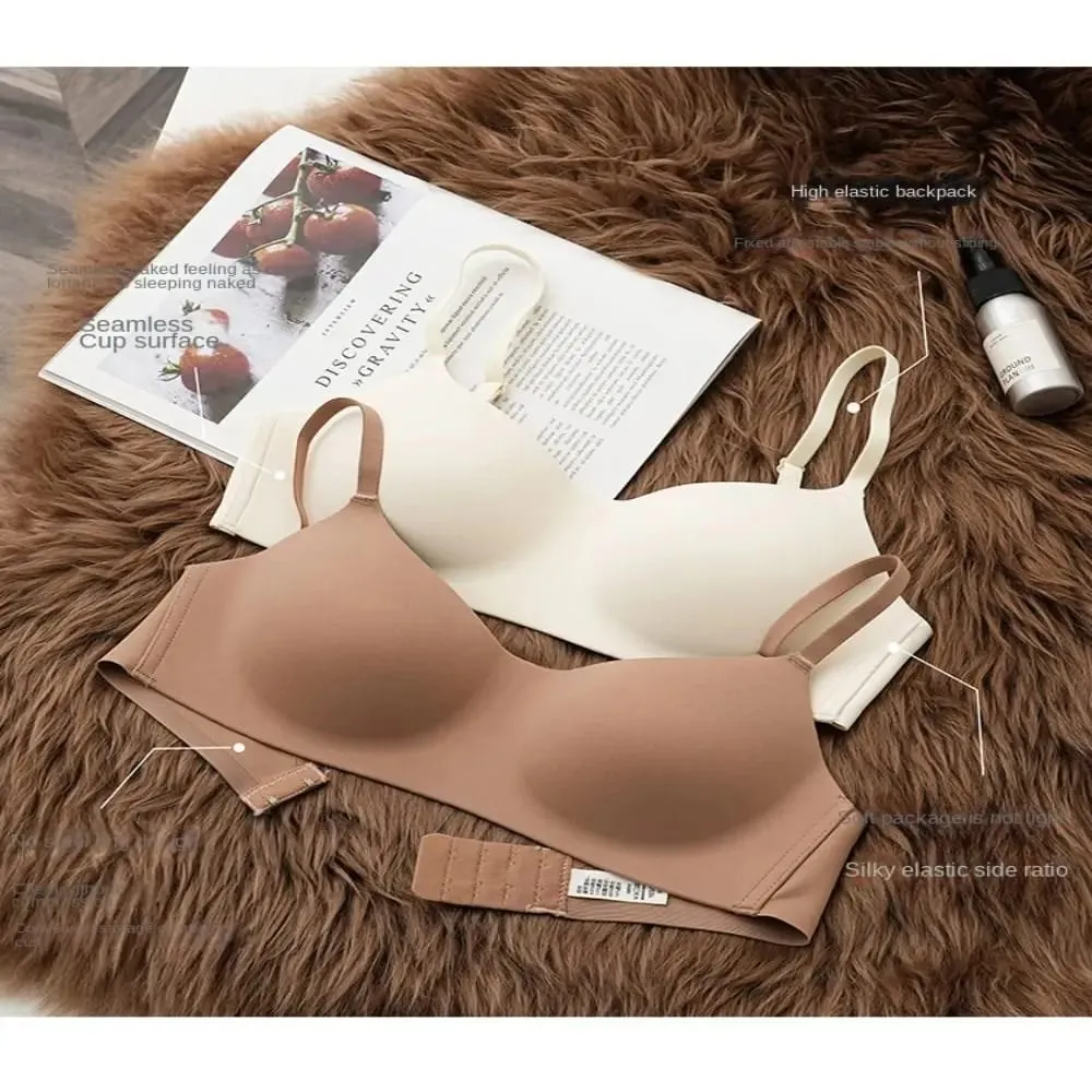 Soft Comfort Wireless Bra Thin Cup Elastic Material Push Up Bra Elastic Gathered Design Seamless Bra Lingerie Beauty — image 6