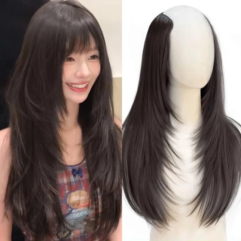 Clip in Hair Extensions Wig Synthetic Hairpiece High Layered Inward-Curled Hair Extensions with 5 Clips for Women Daily Use — image 8