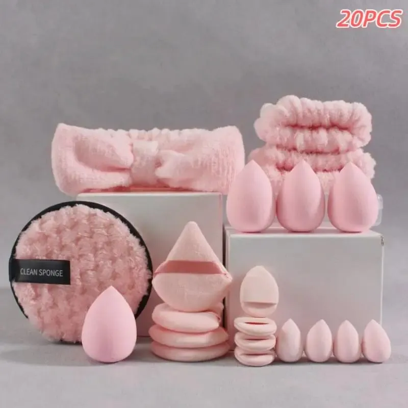 20/33Pcs Makeup Tool Kit Full Set with Makeup Puffs Brushes Beauty Sponges for Make‑up & Makeup Removal
