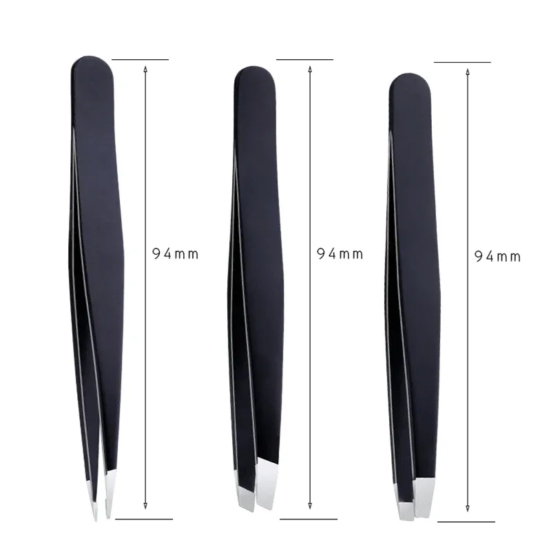 DUcare Professional Tweezers for Eyebrows Lash Twizzer Stainless Steel Eyelash Extension Classic Slant 3pc Hair Removal Tweezers — image 4