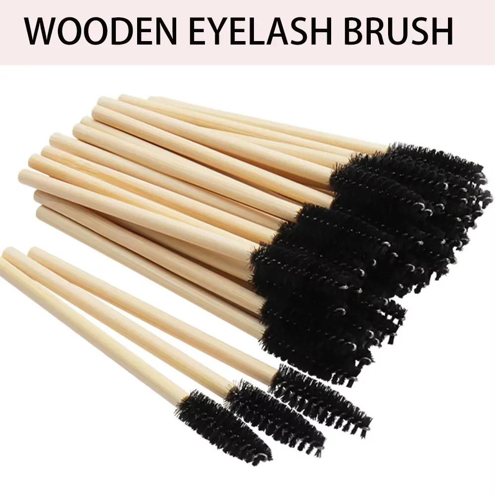 50Pcs Bamboo Handle Eyelash Brushes Mascara Wands Applicator Eye Lashes Extension Brush Eyebrow Spoolie Brushes Makeup Tool — image 5