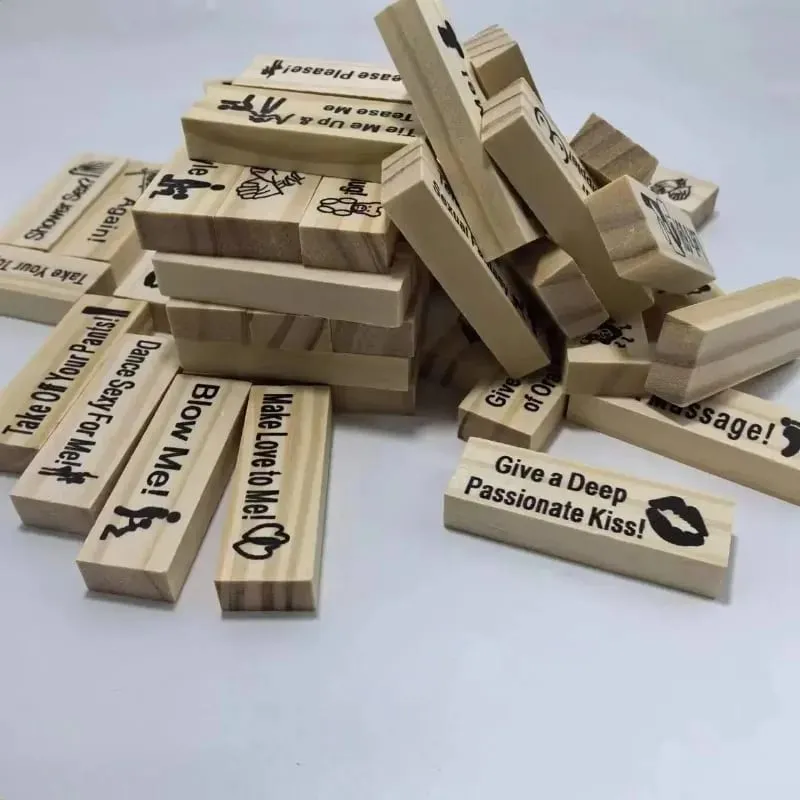 48Pcs Wooden Sex Block Tumbling Tower Stacking GamesGame For Adults Sex Toys Valentine For Couples Erotica Party SM Block — image 5