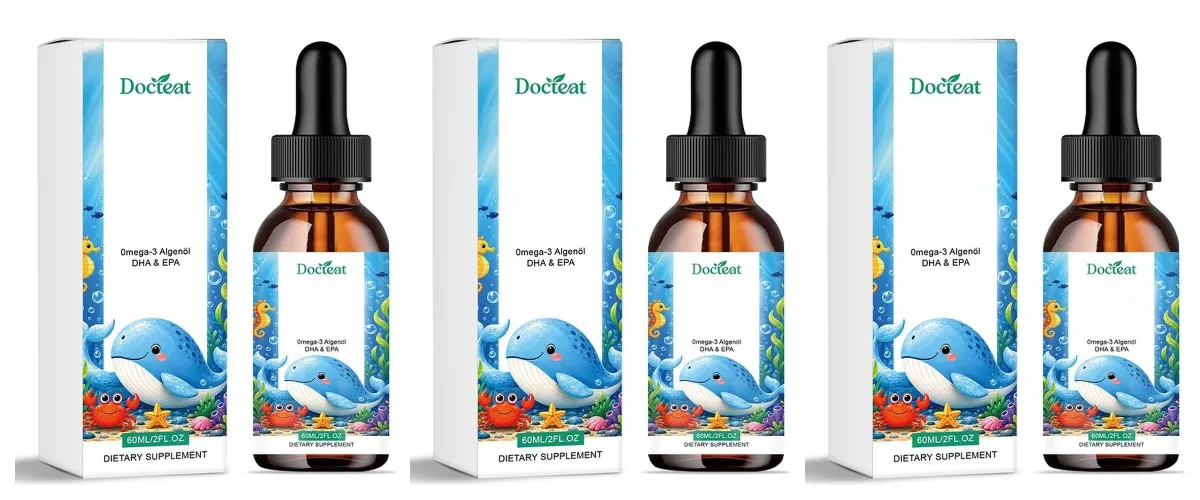 Docteat 植物ベースのオメガ 3 藻類オイル DHA EPA 液滴子供の脳の健康ビーガン非遺伝子組み換え毎日の栄養オレンジ 60 回分 — image 8
