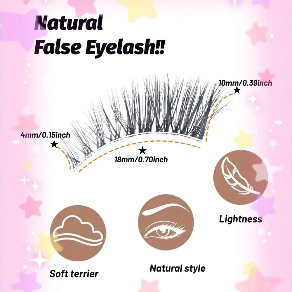 Demi-faux cils naturels œil de chat, 5 paires, bande transparente, doux, en Faux vison, moelleux, courts, Extension de cils de maquillage réutilisable — image 5