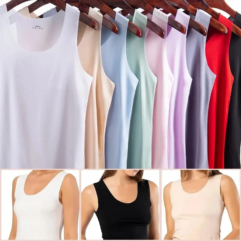Summer Women Tank Tops Ice Silk Seamless Vest Female Thin Breathable Sleeveless Shirts Slim Camisoles Undershirts Black M-4XL — image 2