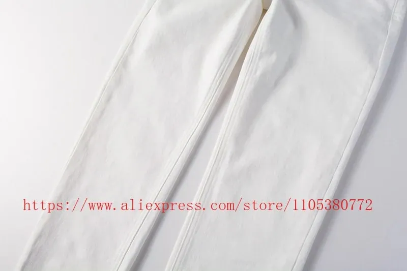 2026 New Arriva Men's Premium White Skinny Jeans Clean Fit Denim Pants High Street Fashion Trousers — image 6