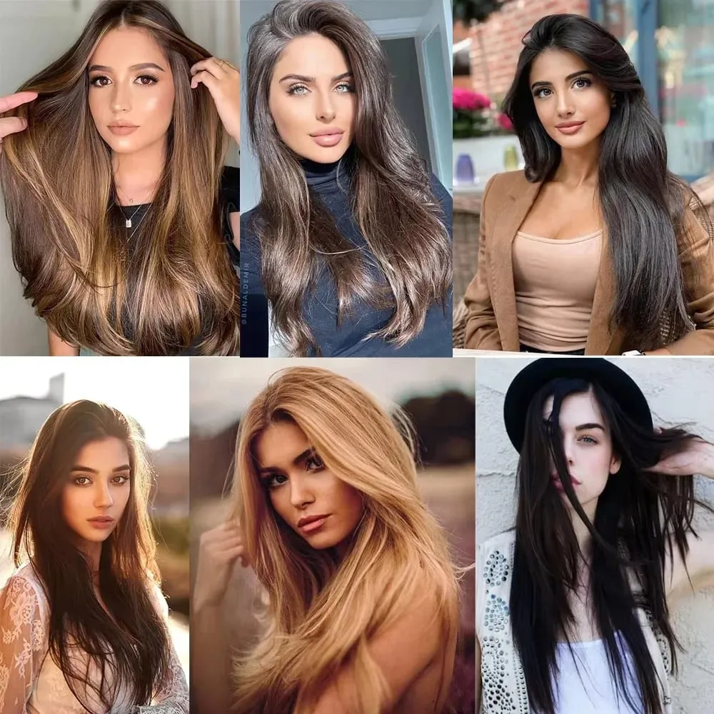24Inch Synthetic 7Pcs/set Long Straight Hair Extension 16Clips Hairstyle Black Blonde Y2K Kpop Hairpiece for Women Christmas Eve — image 6