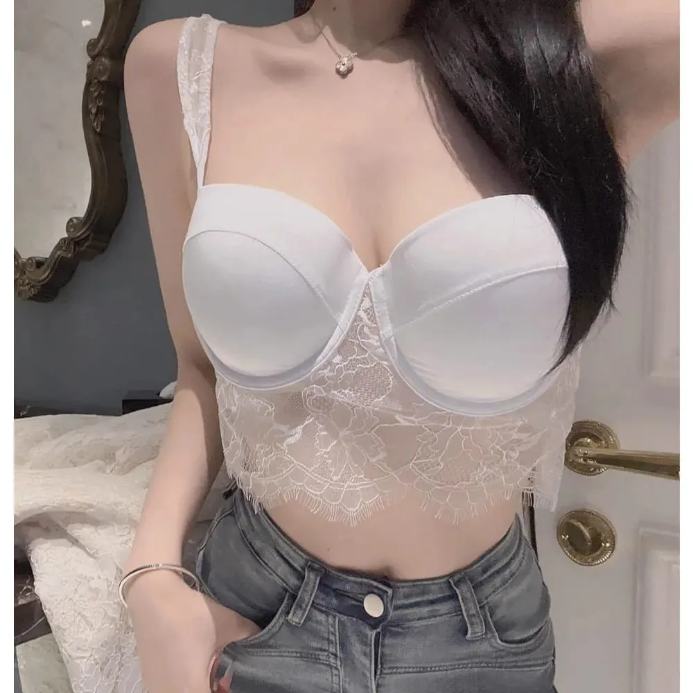セクシーな Women Chic Lace Lingerie 2‑Pcs Set Soft Underwire Deep U‑Back Thin Cup Push‑Up Summer Breathable Intimate Underwear S-XL — image 6