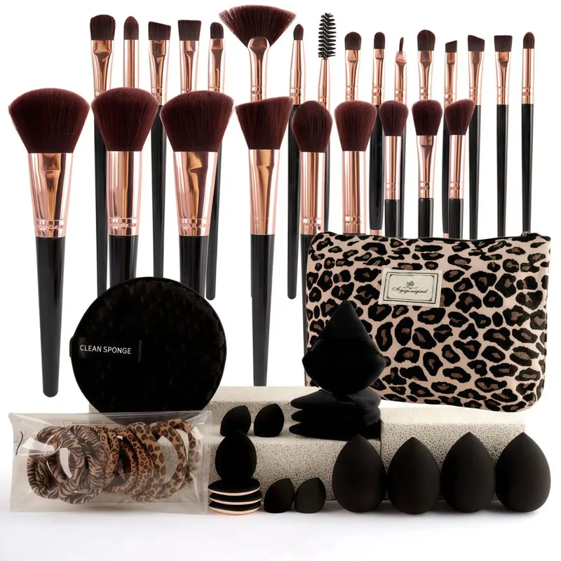 47Pcs Professional Makeup Brushes Set Beauty Tools Kit Portable Travel Cosmetic Bag Puff Toiletry Makeup Accessories Set