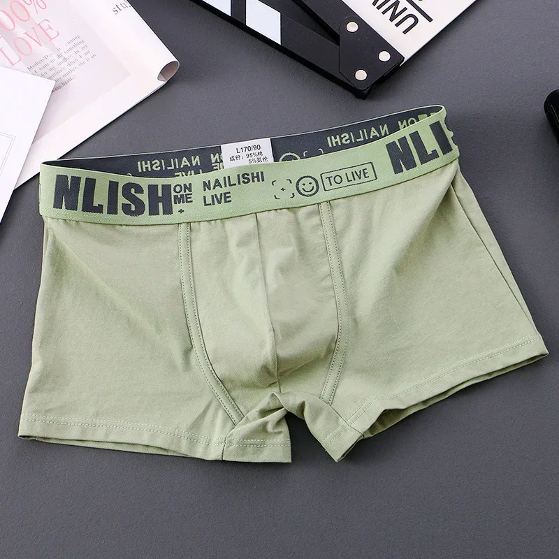 [Bloom the Love] ยี่ห้อ Solid 1 pcs/3 pcs Boxer Men ชุดชั้นในผ้าฝ้าย Boxershort บุรุษนักมวย Cuecas Masculina ขนาด M-3XL nl-112