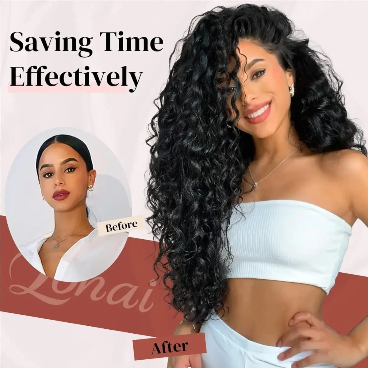 24Inch Synthetic Deep Wave Clip In Hair Extensions 7Pcs/Set 140g Fake Hair Full Head Hairpiece Curly Clip Ins Hair For Women — image 2