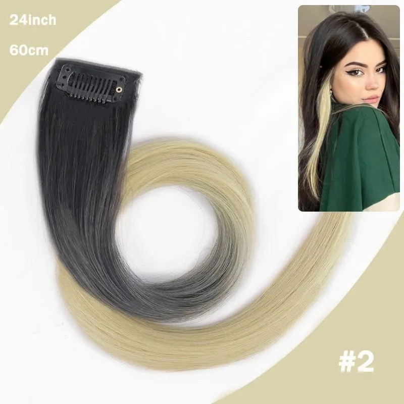 Hair Clips Hair Extensions Wig Synthetic Long Straight Gradient Color Clip-in Hair piece Hair Clips for Hair for Women Wear — image 8
