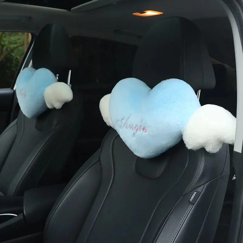 Cute Angel Heart Plush Pillow with Wings Soft Fluffy Love Heart Stuffed Cushion Car Sofa Home Decor Valentine Creative Gift
