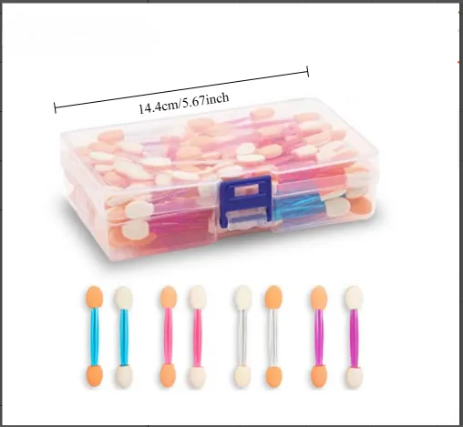 120 Pcs /Box Women Eyeshadow Applicators - Dual-Sided Sponge Makeup Brushes for Eye Blending & Nail Art — image 1