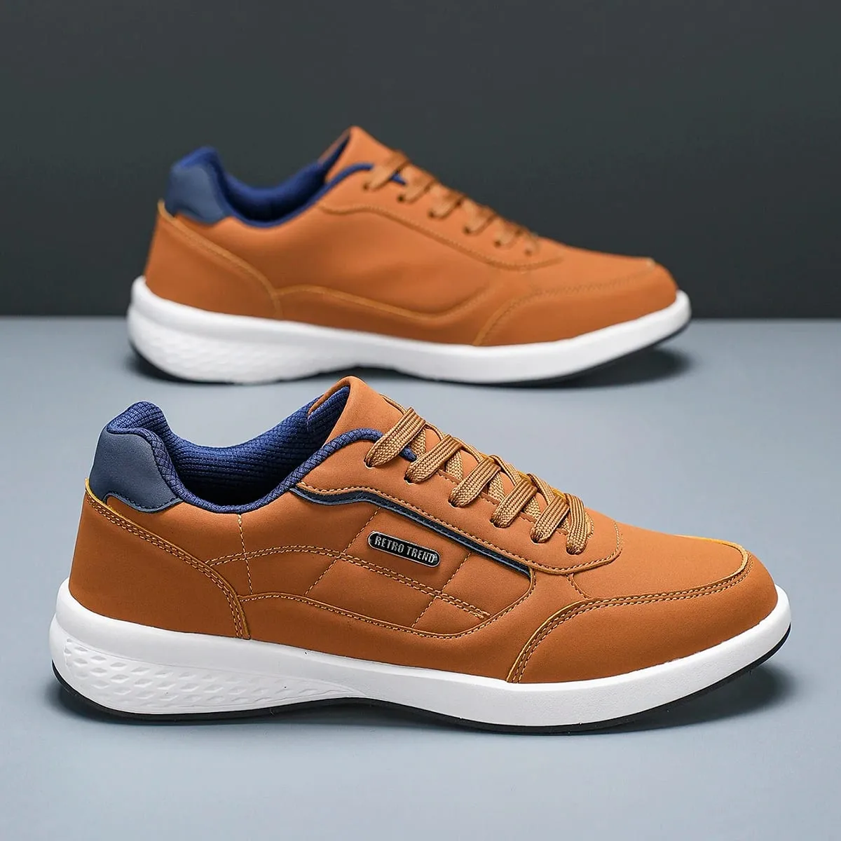 New Breathable Leather Men Shoes Lightweight Comfortable Men Sneakers Fashions Lace Up Casual Shoes Flat Shoes Zapatillas Hombre — image 3