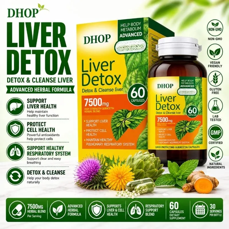 Quercetin Capsules 60 Count with Curcumin and Milk Thistle Extract Support Liver Detoxification and Maintain Respiratory Health — image 1